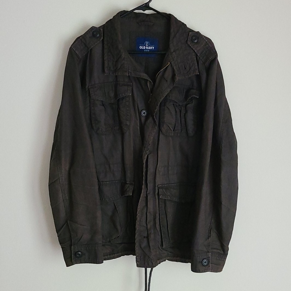 Old Navy Grey Distressed Military Style Jacket